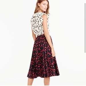 J Crew pleated cherry print midi skirt, size 4